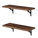SUPERJARE Set of 2 Wall Mounted Shelves, Wall Shelves for Storage, Wooden Floating Shelves for...