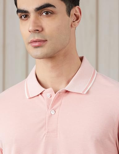 Image of Amazon Brand - Symbol Men's Cotton Rich Textured Polo Tshirts | Collar Plain Tshirts | Half Sleeves - Regular Fit (Available in Plus Sizes)