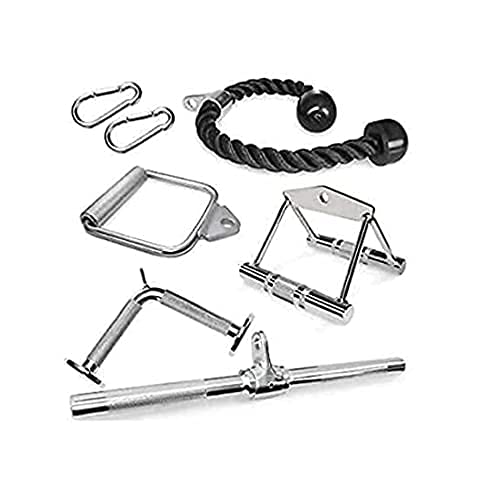 Combo Pack: D Handle, Tricep Rope, V Shaped Tricep Press Down Bar, Straight LAT Bar and Seated Rowing Handles Chinning Bar Gym Cable Machine Attachment (B0B34KTHT1) Amazon Price History, Amazon Price Tracker