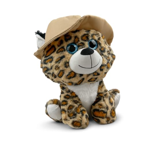 Generisch Peluche de leopardo con sombrero de 30 cm – Peluche de leopardo de peluche, regalo para niños y amantes de los animales