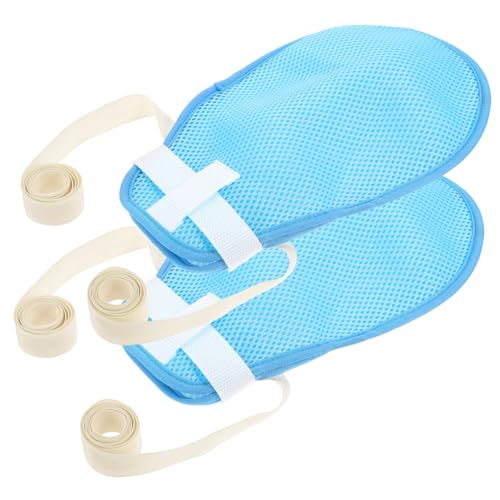 BEBEMOKO 1 Pair Polyester Glove Gloves Strap Arm Constraints Glove Rope Elders Hospital Protector Protective Glove Hospital Accessory Breathable Glove Blue