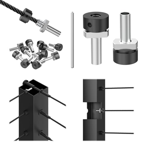 Image of 10 Pack 1 /8 inch Cable Railing Terminal Ends, 316 Stainless Steel Cable Railing Anchor Terminal for Metal Post, Invisible Cable Railing Kits, Black Cable Railing Kit for Corner Post, RG03