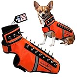 CoyoteVest SpikeVest Dog Harness Vest for Small Dogs, Reflective Dog Vest with Spikes to Shield Your Pet from Raptor and Animal Attacks, Anti Hawk Vest, Made in USA (XS-Fluorescent Orange)