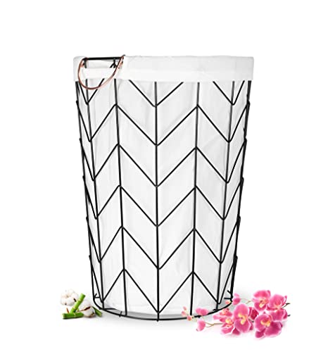 Sendez Wäschekorb aus Metall 40L Aufbewahrungskorb Wäschetonne Wäschesortierer Sammler Wäschesammler