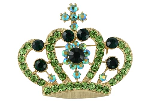 Image of Alilang Amethyst Purple Multi-Colored Crystal Rhinestone Royal Princess Queen Crown Brooch Pin