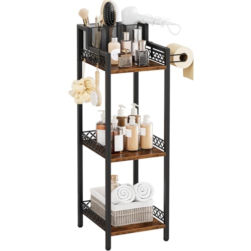 FURFUN 3-Tier Bathroom Shelf Organizer with Hair Dryer Holder and