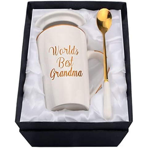 Grandma Gifts World’s Best Grandma First Grandmother Mother’s Day Birthday Gifts from Grandchildren Funny Announcement for New Grandmother Nana Novelty Present Coffee Mug (White) Cover