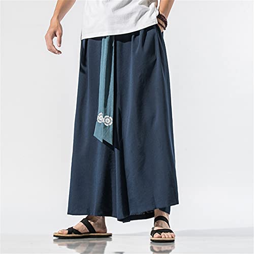 Japanese Traditional Samurai Style Kimono Loose Casual Wide Leg Pants For Men Color1 3xl3