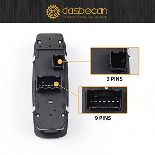 Dasbecan Glass Lifter Switch Electric Power Window Switch 3Pins + 9Pins Compatible With 2012-2015 Dodge Grand Caravan Ram 1500-5500 C/V Chrysler Town & Country Replaces# 68110866Aa 4602533Af 4602533Ad #TOP4