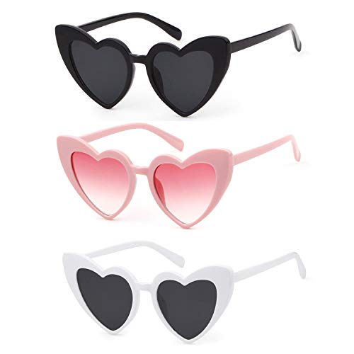 ADEWU Lunettes de Soleil en Forme de Coeur (Z - Black+White+Pink) Cover