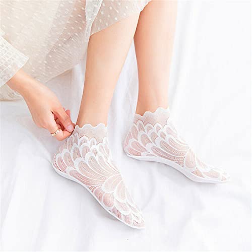 7 Pairs Women Boat Socks Summer Feather Socks Ultra-Thin Lace Transparent Mesh Hollow Ankle Socks4