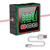 Heemol Digitaler Winkelmesser, multifunktionales Messgerät mit 360° Drehfunktion Doppellaser Magnetfuß LED Hintergrundbeleuchtung Spritzwasserschutz und Type-C für DIY.
