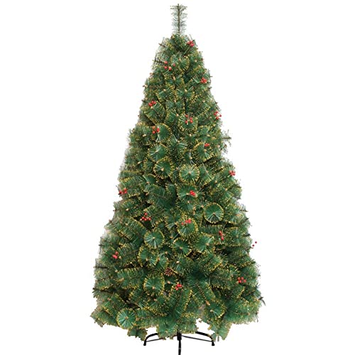 Árbol de Navidad de agujas de pino de alta densidad con base metálica sólida y bordes dorados