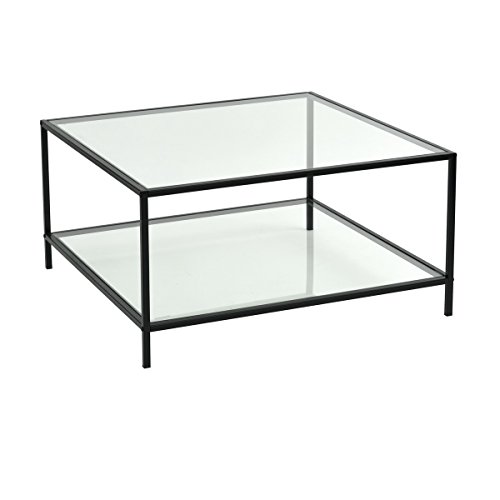 FitAtHome Tables Basses Carré en Verre trempée, Transparente, 80*80