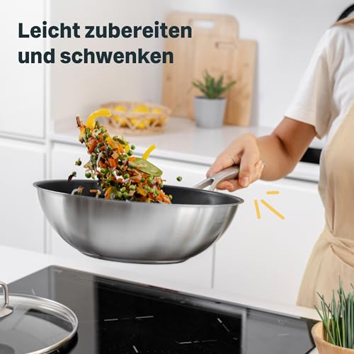 SILBERTHAL Wokpfanne 28 cm Antihaft Beschichtet für Induktion, 18/10 – Ansicht 5