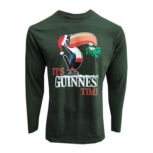 Guinness Christmas Long Sleeve Bottle Green Toucan T-Shirt (UK, Alpha, XL, Regular, Regular, Bottle Green)