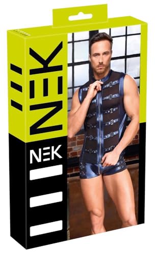 NEK T-Shirt pour Homme - Haut érotique avec lanières en Cuir - Bleu - 1 pièce, Bleu
