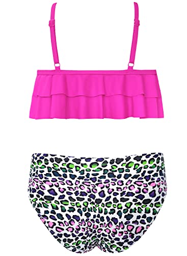 Image of SHEKINI Girls Floral Print Bathing Suits Ruffle Flounce Two Piece Swimsuits