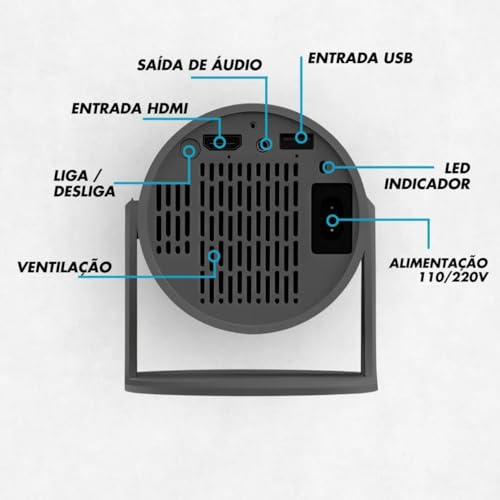 Projetor 4K Portátil Imagens Vibrantes 130 Polegadas LED Bluetooth Wi-Fi Cinema Em Casa Experiência