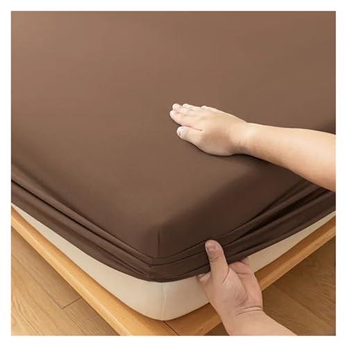 Housse de matelas 120x200x28cm marron pour lit double