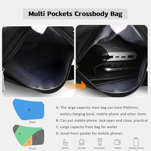 Image of Travel Anti Pickpocket Purses, Slim Carry Crossbody Bag for Women & Man Travel Safe, Waterproof