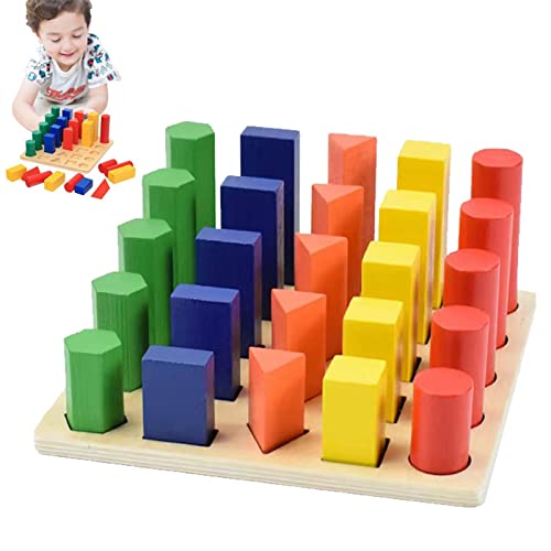 Tiandeng Jouet trieur de Formes en Bois,Jouets Assortis géométriques en Bois Jouet Montessori pour Tout-Petits - Jouets de trapèze de trieur de Forme sensorielle de Bloc d'apprentissage pour des Cover