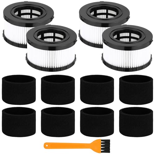 Image of DC5151H HEPA Filter for DEWALT DC5151H DC515 DCV517 DCV517B Wet Dry Vacuum, Includes 4 Pcs DC5151H Filter, 4 Foam Sleeve Filter, 1 Cleaning Brush