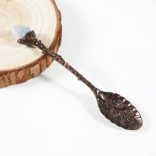 Soulnioi Vintage Carved Mini Crystal Spoons, Decorative Tea Spoons Set Retro Zinc Alloy Spoons - Image 2