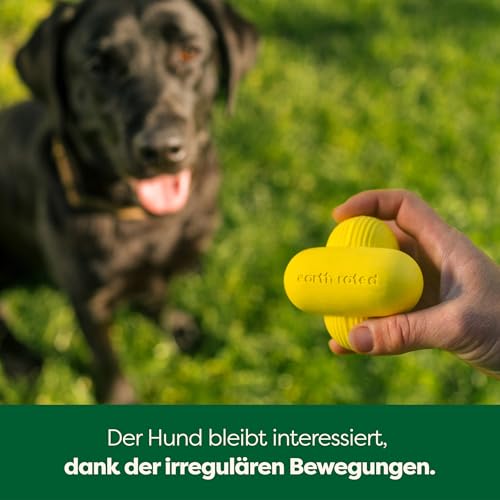 Earth Rated Hundeball, EIN interaktiver Apportierball für alle Rassen in verschiedenen Größen, aus Naturgummi, das perfekte Spielzeug für drinnen und draußen, groß, gelb