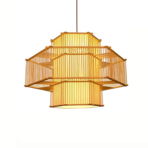Kronleuchter Lampe , Unregelmäßige Form Retro Deckenleuchte Japanische handgemachte Bambus Weberei Chandelier Advanced Framework Einfachheit Pendelleuchte Wohnzimmer Schlafzimmer Nachts Licht ,Moderne Cover