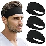 Beister Pack of 3 Sport Stirnbänder Damen & Herren, Double Sided Feuchtigkeitsabführend Workout, Schweißband rutschfest, Highly Stretchy Haarband für Laufen, Radfahren, Basketball