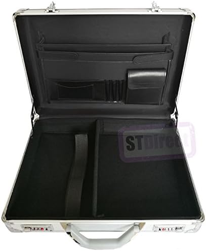 Pro Aluminium Large Deep Executive Laptop Padded Briefcase Attache Case Silver