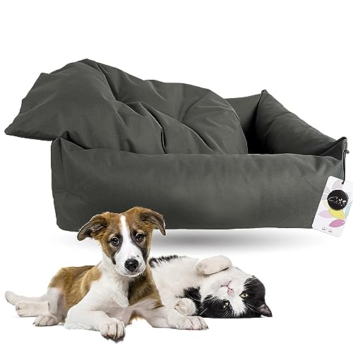 Crea Bed - Cuccia lettino per cani idrorepellente resistente ai graffi, realizzata a mano in Italia. Cuscino per Cane tessuto robusto per l'uso interno ed esterno. S/M | 70 x 55 cm, ANTRACITE