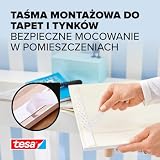 tesa Powerbond do tapety i tynku - dwustronna taśma montażowa do stosowania wewnątrz budynku - idealna do tapet i tynków - trwała i mocna taśma montażowa - 5 m x 19 mm