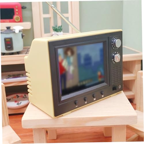 Mini téléviseur vintage 1:12 avec antenne rotative 180° et écran LCD