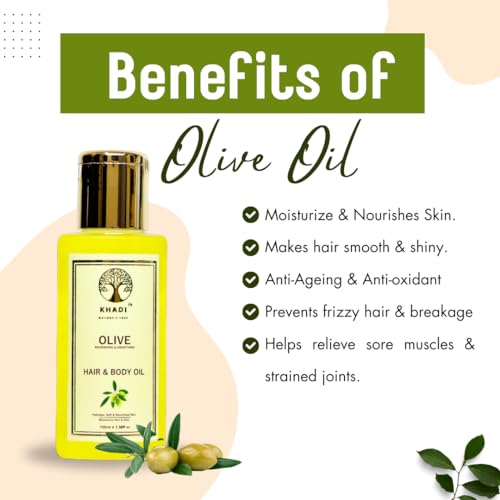 Image of Khadi Nature's Tree Olive Oil For Hair, Skin and Face Massage Specialist, 100 ml