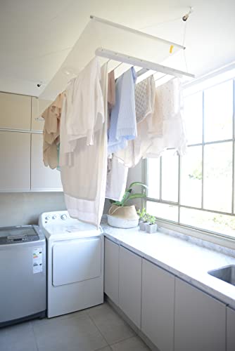 Pulley Drying Rack Made of Aluminium Ceiling Mount Hollsen Sapce Saver Perfect Design for Laundry Room (55.2x23.6)