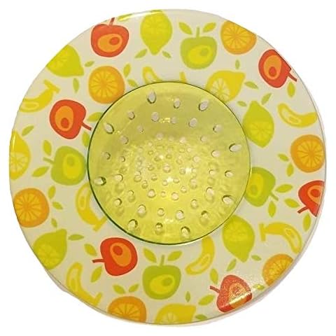 Handy Housewares 5.25" Diameter Decorative Designer Pattern Kitchen Sink Strainer/Food Trap (Single Pack, Green Fruit) Cover