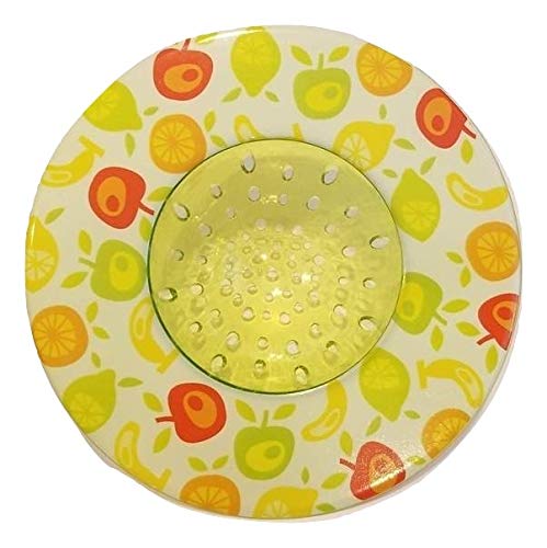 5.25" Diameter Decorative Designer Pattern Kitchen Sink Strainer/Food Trap (Single Pack, Green Fruit)