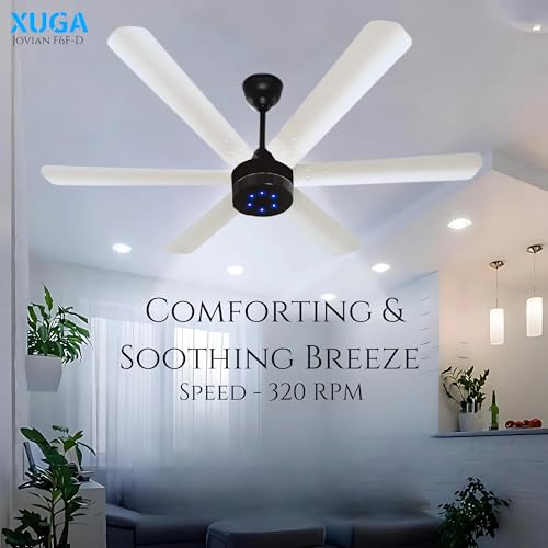 Image of XUGA Jovian F6F-D Premium Smart 1200mm, BEE 5-star BLDC fan,6 Blade,Remote Ceiling fan for Home, 100% Copper Motor,Energy Saving, High Air Delivery,LED(5 Year Warranty)