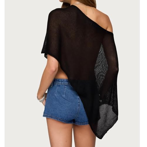 Women Sheer Poncho Top Knit Crochet Lightweight See Through Shawl Summer Shrug Beach Cover Up2