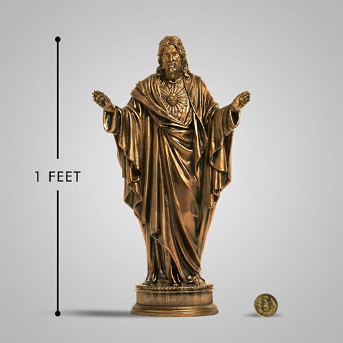 Image of SILAII The Sacred Heart of Jesus 1 FEET Antique Bronze, 12.7 cm , 17.7 cm , 30.4 cm