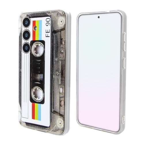 TNCYOLL Compatible with Samsung Galaxy S25 Case, Unique Retro Design Soft Cool Cassette Tape Music Phone Cases Cover for Samsung S25 Black