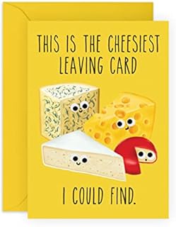 Leaving Cards For Colleagues - 'Cheesiest Leaving Card' - Sweet Leaving Gifts For Men And Women - For Boss Coworker Neighbours Friends Roommate - Comes With Fun Stickers - Made In UK By Central 23