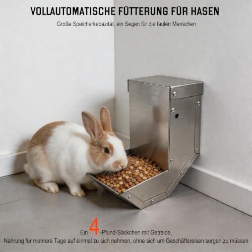 304 Edelstahl Automatischer Futterspender für Käfig Haustiere Schwerkraft-Futterstation für Kaninchen,Igelhaus, Vögel, Chinchilla Katzen, Frettchen und andere Kleintiere