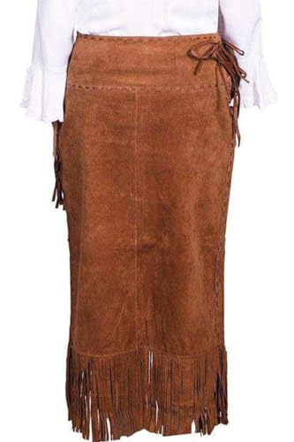 Skirt, Long Western Suede Leather with Fringe - Style L6592