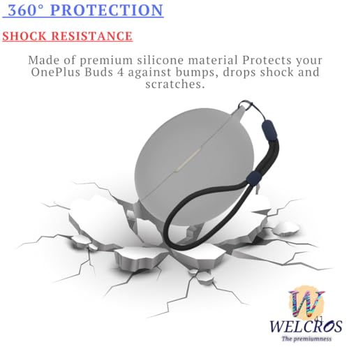 Image of WELCROS Soft Silicone Protective Case Cover for OnePlus Buds 4 (Lanyard Grey)