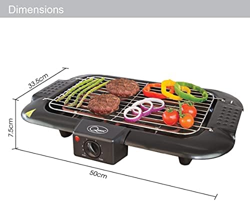 Quest 35910 2000W Indoor Electric BBQ Grill / Adjustable Temperature Gauge / Portable and Easy Clean / Water Filled Drip Tray To Reduce Smoke & Odours / Great for Breakfast, Lunch Or Dinner