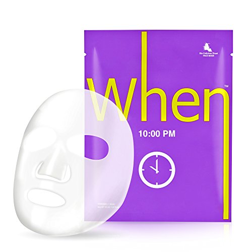 WHEN 10:00 PM Anti-Aging Face Mask, Natural Bio Cellulose Sheet. Pack of 5 Masks.