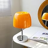 guanshan retro lampada da tavolo in vetro fungo luce notturna elegante e leggera di lusso comodino decorativo luce da tavolo per camera da letto, soggiorno, sala da pranzo